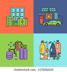 Smart home system icons set. Detailed modern house interior in flat design. Vector illustration eps 10