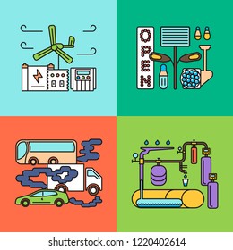 Smart home system icons set. Detailed modern house interior in flat design. Vector illustration eps 10