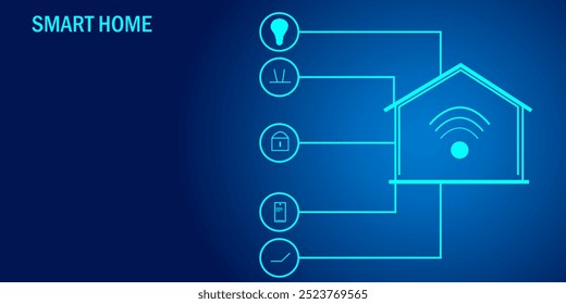 Smart Home System Planung für Haus. Iotsystem automatisch für Haus. Smart Home Muster und Icon Technologie.