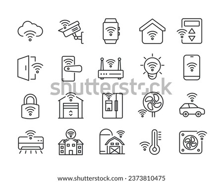 Smart home systems line icons. For website marketing design, logo, app, template, ui, etc. Vector illustration.