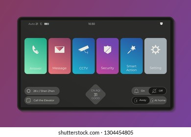 Smart home tablet in flat style. Modern vector illustration. Smart system. Vector graphic illustration. Home security. Vector work. Abstract vector illustration.