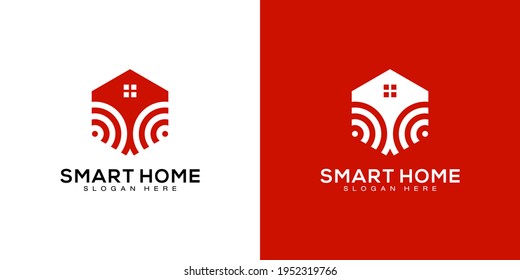 logotipo Smart home tech con logotipo de estilo de línea de arte tarjeta de negocios