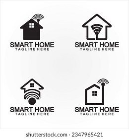 Smart Home Tech  signal wifi wireless Logo Vector design template