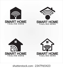 Smart Home Tech  signal wifi wireless Logo Vector design template