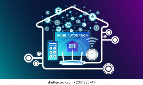 Smart home technology, Home automation system, Application on smartphone for security camera, Electric appliance or Devices control, Infographic program for monitoring or management in the buildings.