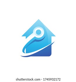 Smart Home Technology Computer and House Logo Concept