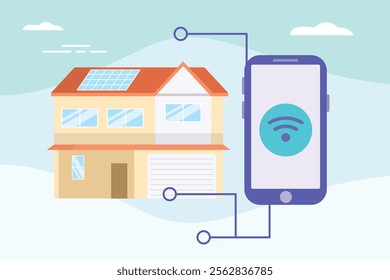 Smart home technology concept. Colored flat vector illustration isolated.