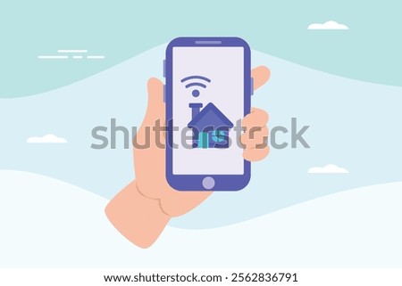 Smart home technology concept. Colored flat vector illustration isolated.