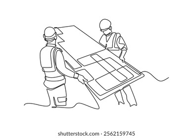 Smart home technology concept. Single line draw design vector graphic illustration.