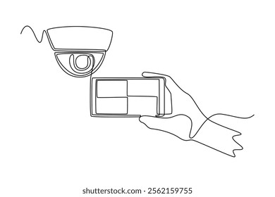 Smart home technology concept. Single line draw design vector graphic illustration.