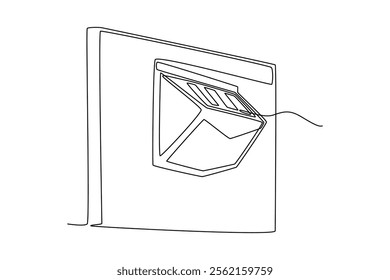 Smart home technology concept. Single line draw design vector graphic illustration.