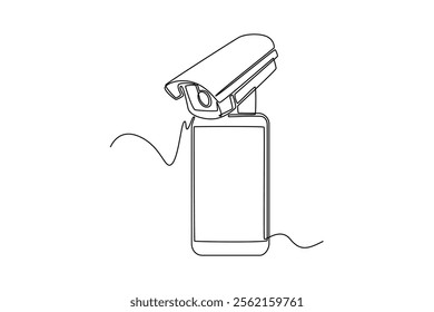 Smart home technology concept. Single line draw design vector graphic illustration.