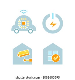 smart home technology and device icons set
