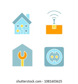 smart home technology and device icons set