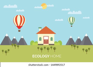 Smart home technology. Flat style concept of a smart home system with centralized control. Info graphic template.
