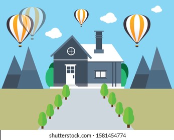 Smart home technology. Flat style concept of a smart home system with centralized control. Info graphic template.