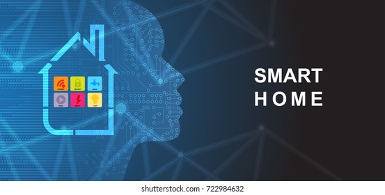 smart home technology futuristic concept for business web background