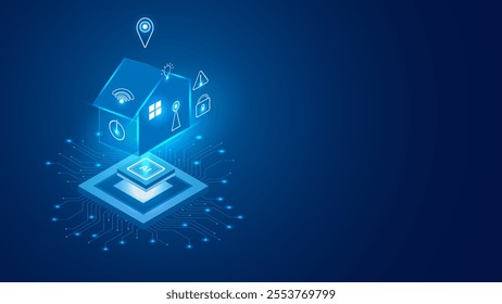 Smart home technology icon house automation system. Vector editable