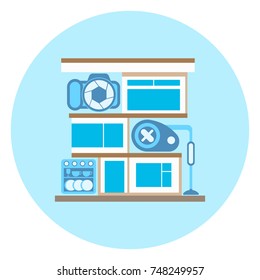 Icono De Tecnología Hogar Inteligente En Fondo Azul Ilustración De Vector De Concepto De Sistema De Control De Casa Moderno