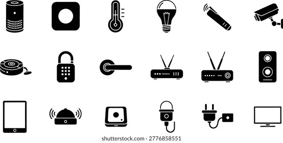 Smart home technology icons collection with automation electronic device symbols