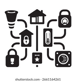 Smart Home Technology Icons Connected Network vector