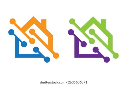Smart home technology illustration icon or logo design vector template