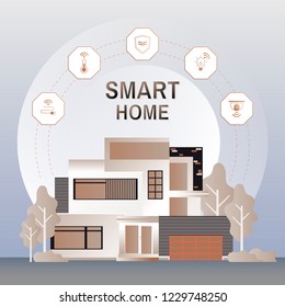 Smart home technology infographic vector