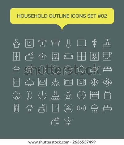 Smart Home Technology Line Icons – Modern Household Appliances Vector Set