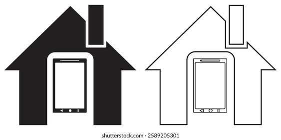 Smart Home Technology with Mobile Device. Isolated On Transparent Background.