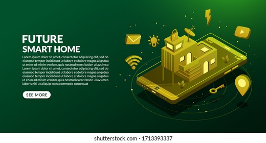 Tecnología doméstica inteligente con varios iconos anti gravedad en diseño isométrico