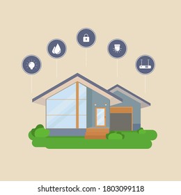 Smart home technology and security set icon. vector illustration.