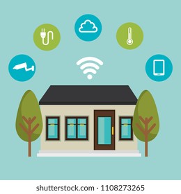 smart home technology set icons
