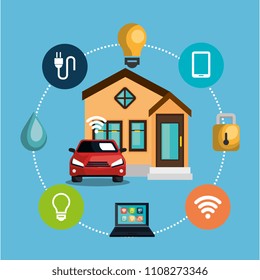 smart home technology set icons