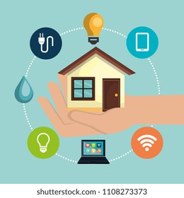smart home technology set icons