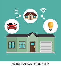 smart home technology set icons