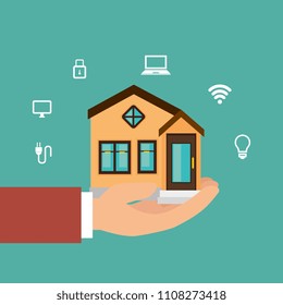 smart home technology set icons