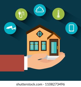 smart home technology set icons