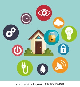 smart home technology set icons