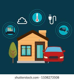 smart home technology set icons