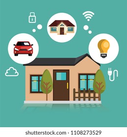 smart home technology set icons