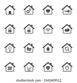 Smart home technology silhouette vector icons isolated on white background. Smart house automation control system symbols. Modern infographic icons for web, mobile apps and ui design