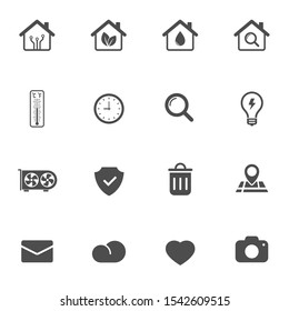 Smart home technology silhouette vector icons isolated on white background. Smart house automation control system symbols. Modern infographic icons for web, mobile apps and ui design