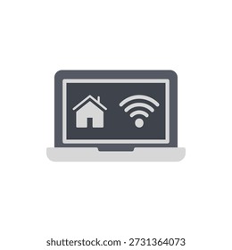 Smart home technology and wireless internet connection on laptop screen