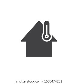 Smart home temperature control vector icon. filled flat sign for mobile concept and web design. House and thermometer glyph icon. Symbol, logo illustration. Vector graphics