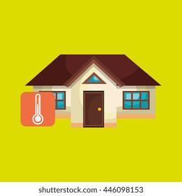 smart home with thermometer isolated icon design, vector illustration  graphic 