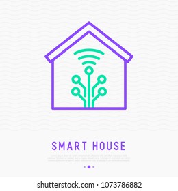 Smart home thin line icon. Modern vector illustration.