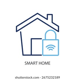 Ícones de vetor de linha fina home inteligente.