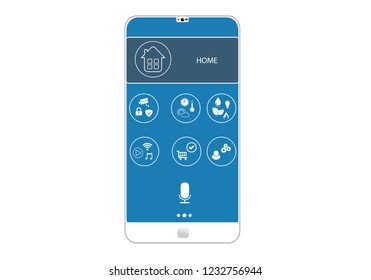 Smart Home UI Screen on Smartphone Vector Background 