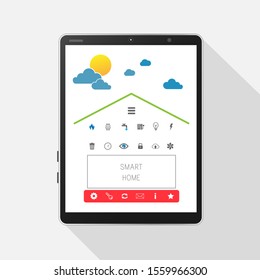 Smart Home user interface on tablet screen