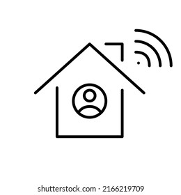 Smarthome-Benutzerprofil. Pixel perfektes, bearbeitbares Strichzeilensymbol